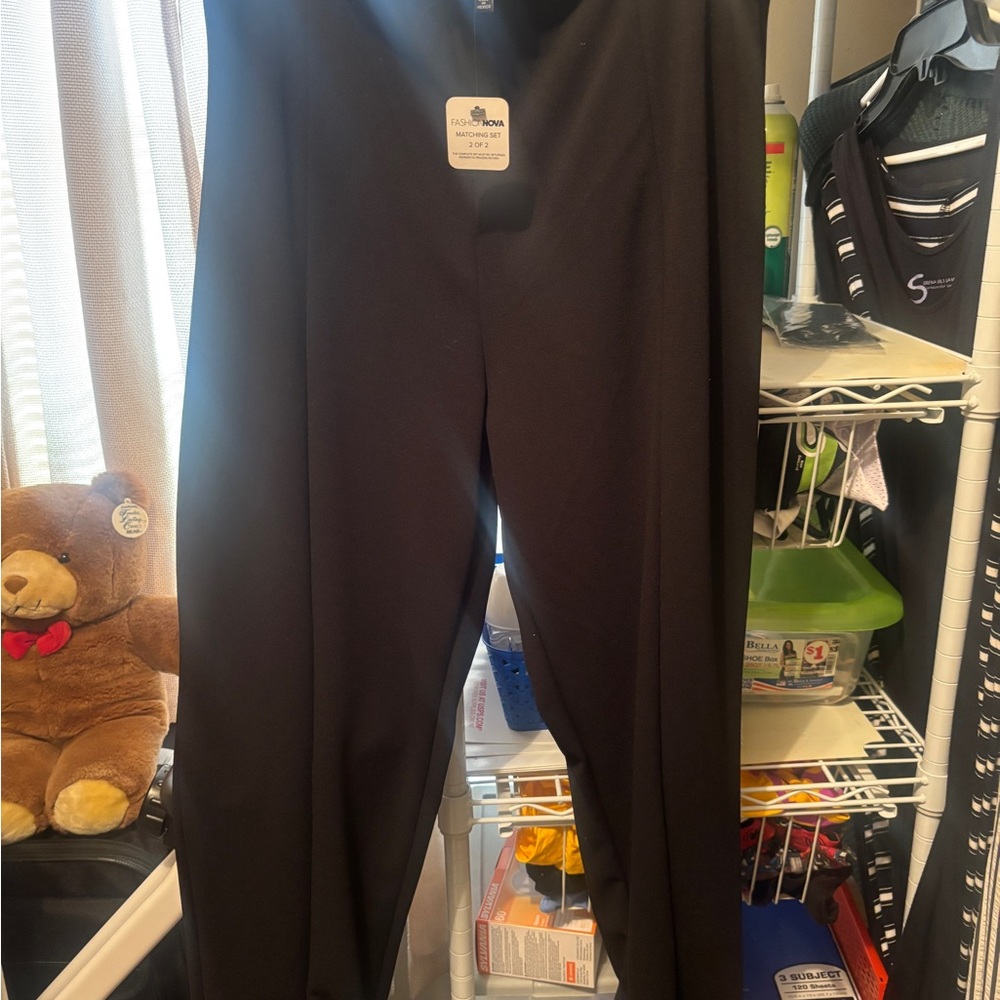 Fashion Nova Black TrousersWomens straight leg slacks with ties at ankles black